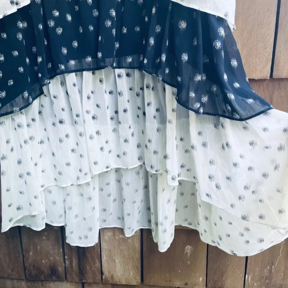 1.state Womens Colorblocked Tiered Maxi Dress New Ivory Dark Indigo Size 10 NWT - Picture 12 of 17